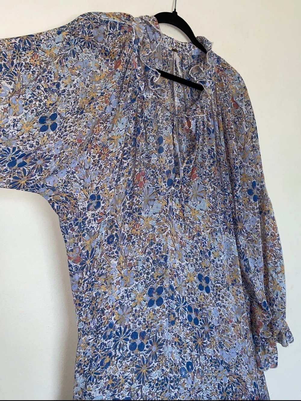 Free People Feeling Groovy Boho Maxi Dress Sz L Sheer Flowy Ruffle Beach Tiered - Picture 7 of 13